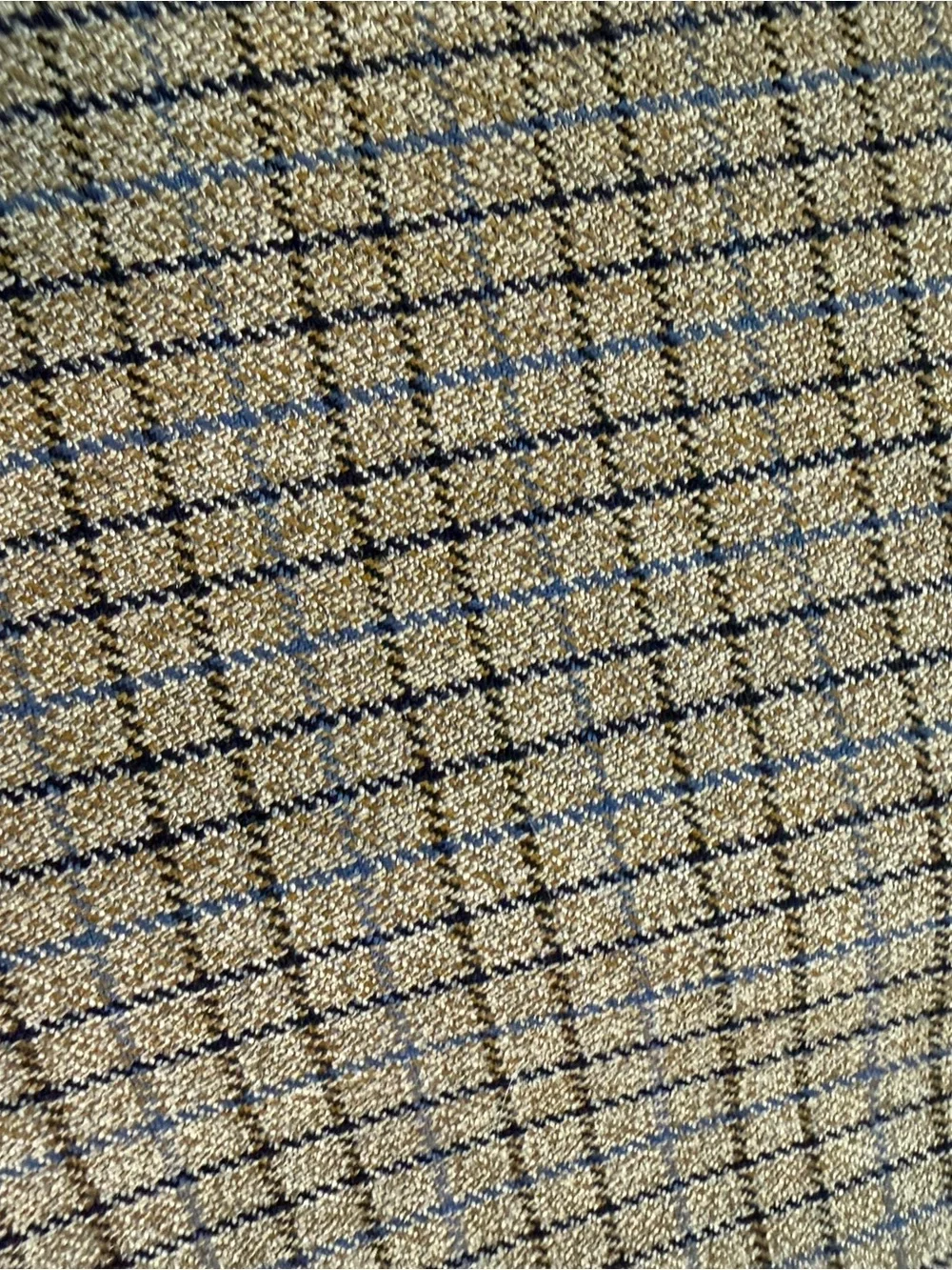 Preppy Trussini 42R Made in Italy Silk Blend Beige Blue Plaid Blazer Y2K Sport